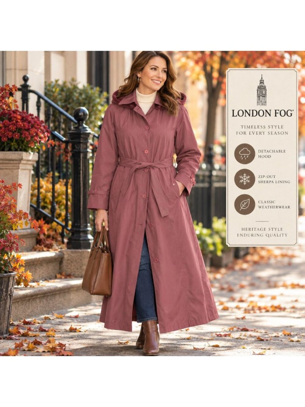 VTG London Fog Trench Coat 10 Dusty Rose Pink Detachable Hood Liner Belt USA